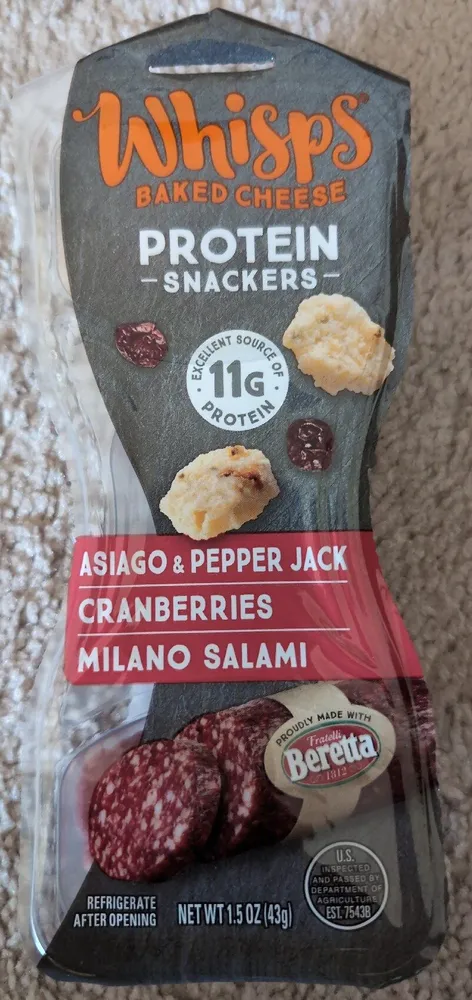 Protein Snack- Asiago and Peoper Jack, Cranberries, Milano Salami