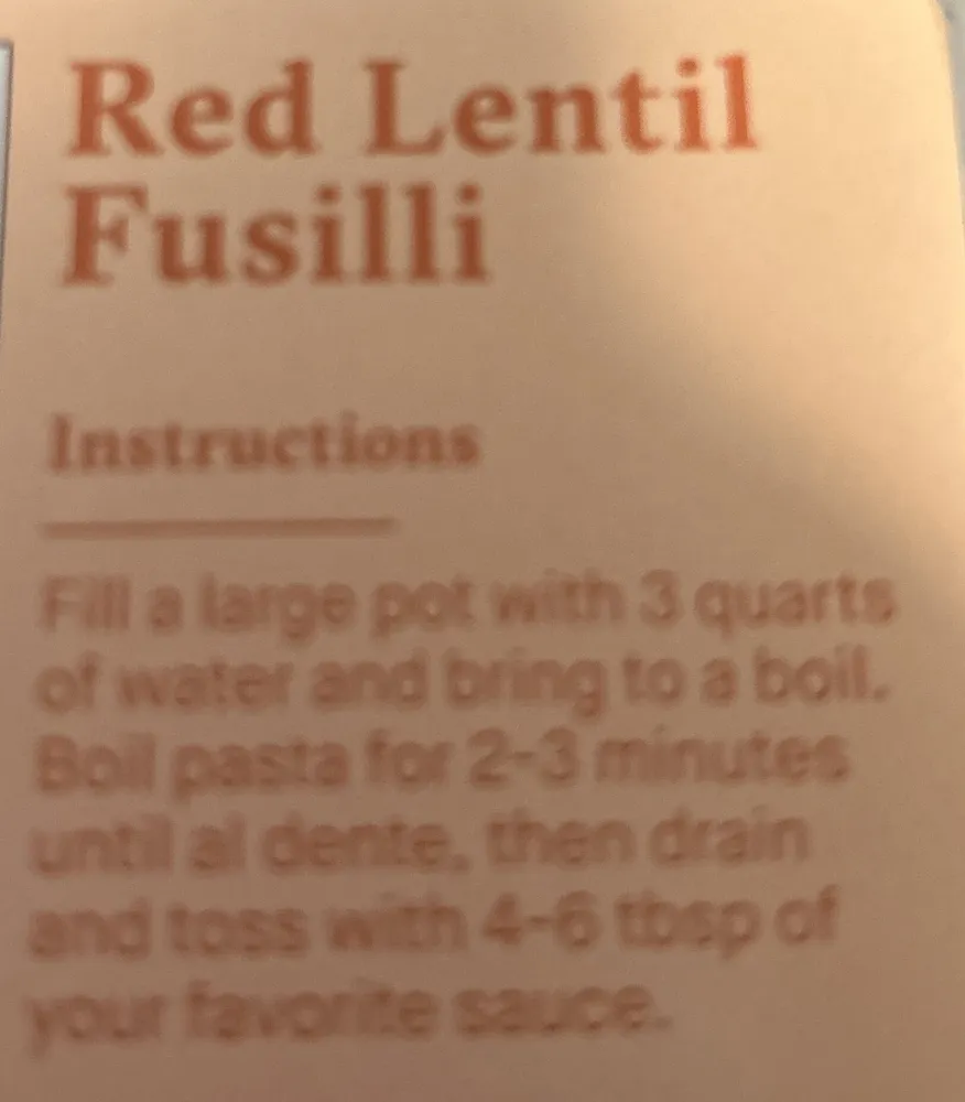 Red Lentil Fusilli