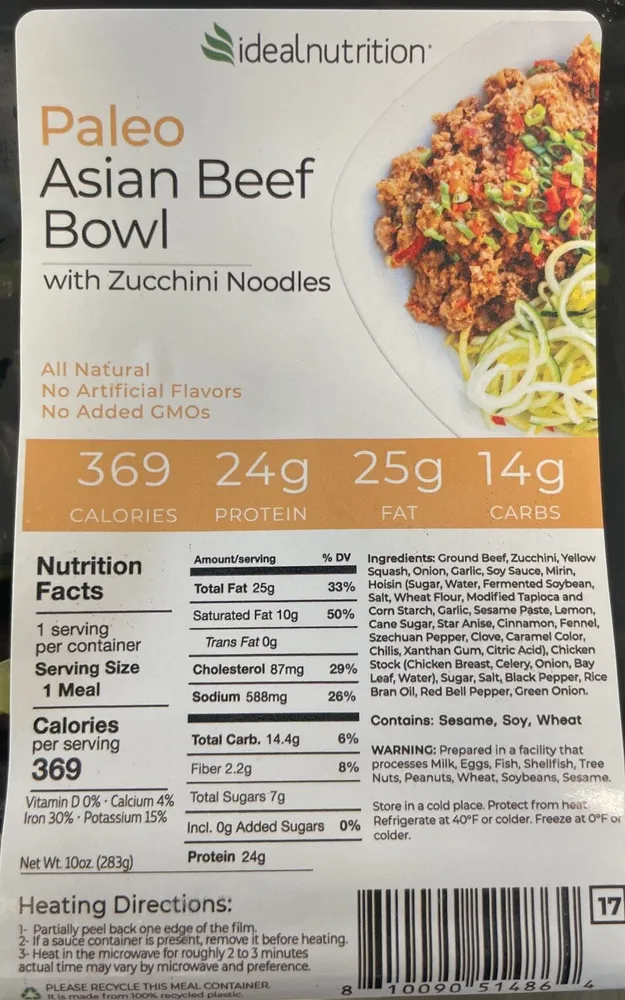 Asian Beef Bowl with Zucchini Noodles