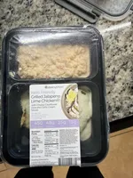 Grilled Jalapeno Lime Chicken with Cheesy Cauliflower Rice and Garlic Cream Sauce