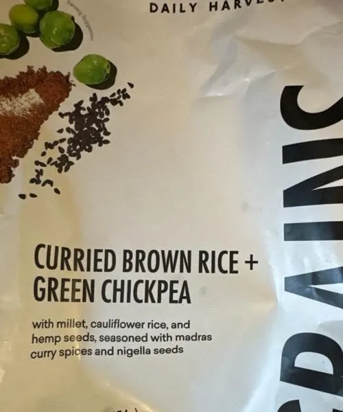 Curried, brown rice, and green chickpea