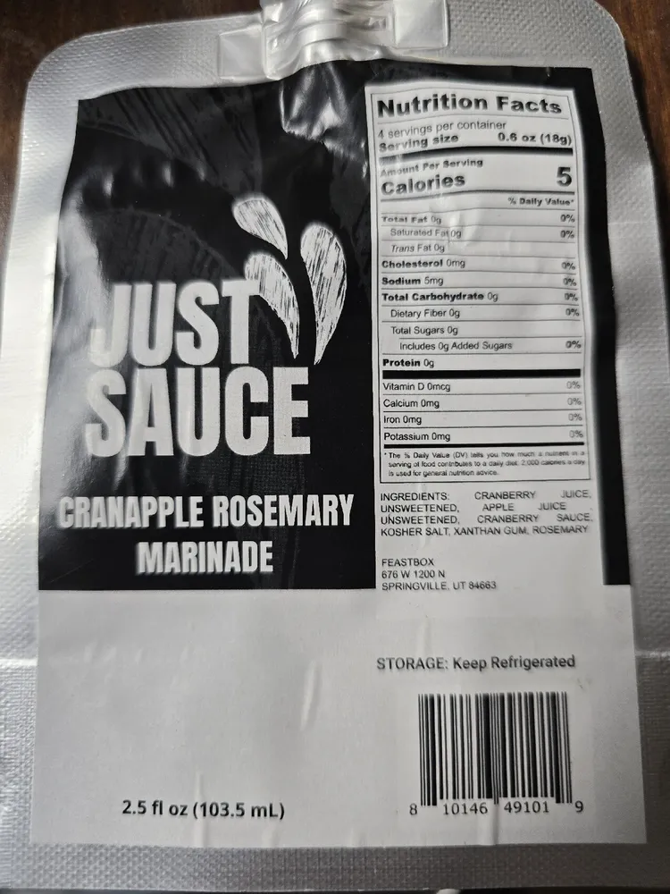 Just Sauce Cranapple Rosemary Marinade