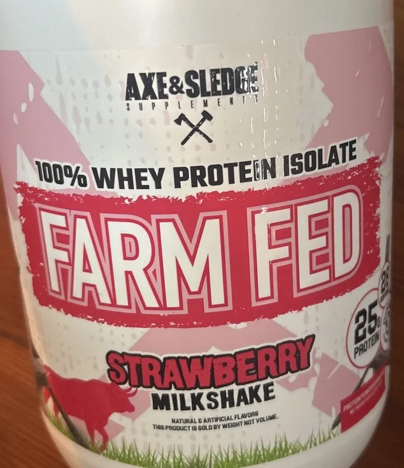 100% Whey Protein Isolate Farm Fed Strawberry Milkshake