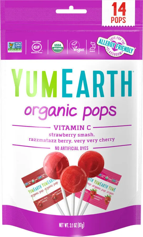 Organic Vitamin C Pops Pom, Watermelon, Strawby, Grape, Cherry, Peach, Raspby, Mango