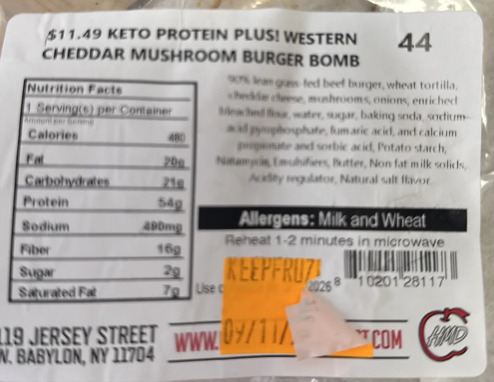 Keto Protein plus! Western Cheddar Mushroom Burger Bomb
