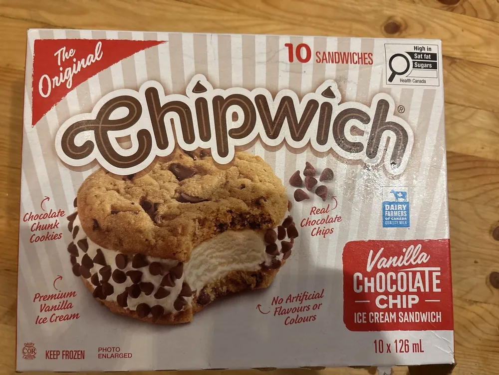 Vanilla Chocolate Chip Ice Cream Sandwich