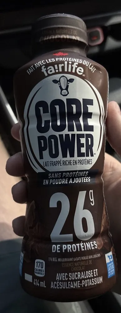Core Power chocolate protein shake