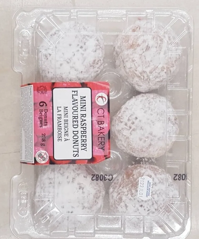 Mini raspberry flavoured donuts