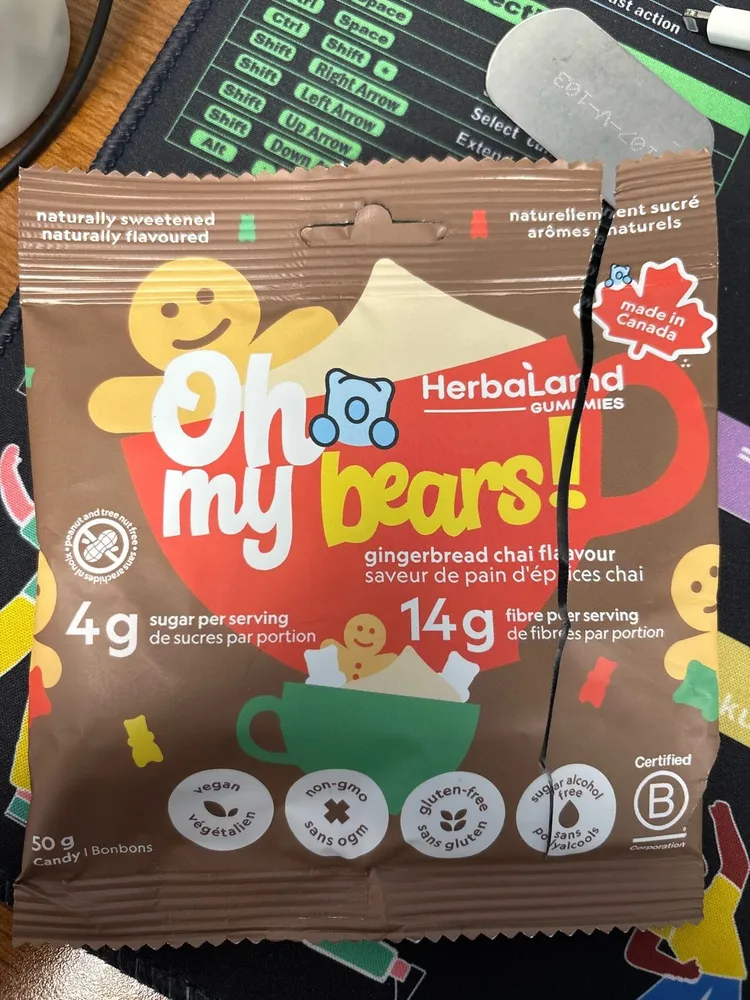 Oh My Bears Gingerbread Chai Flavor, Gummy Bears