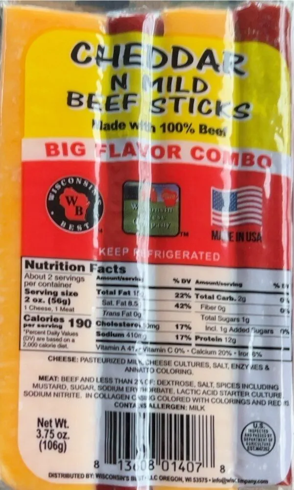 CHEDDAR N MILD BEEF STICKS