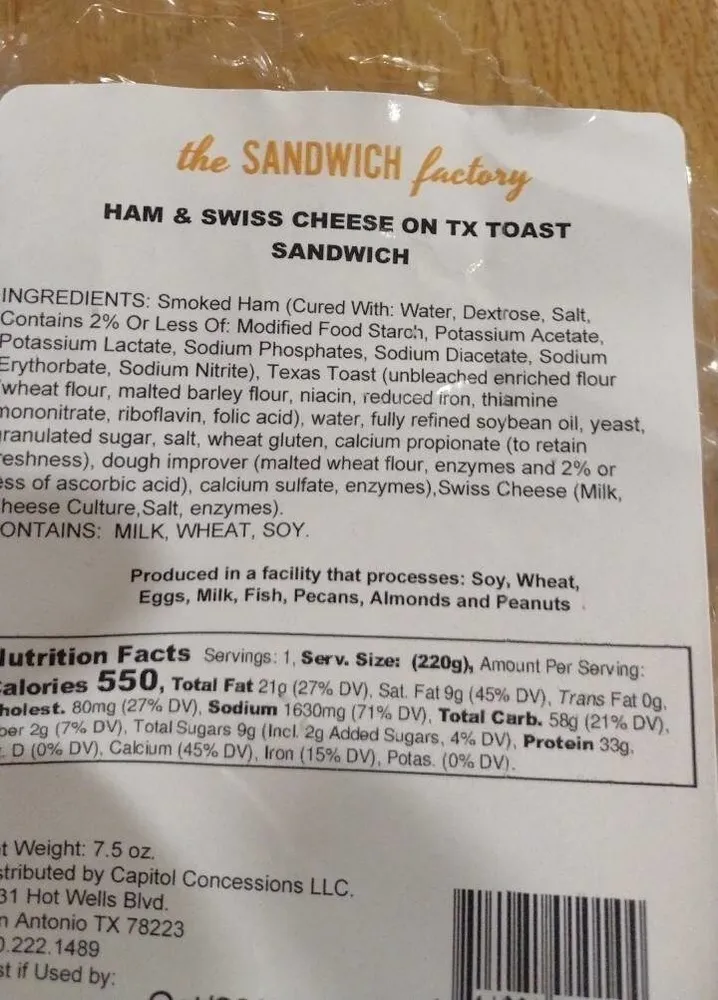 Ham  Swiss Cheese on Tx Toast Sandwic