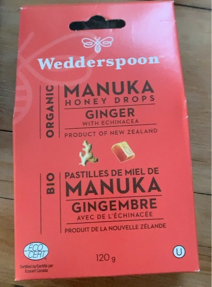 Organic Manuka Honey Drops Ginger With Echinacea