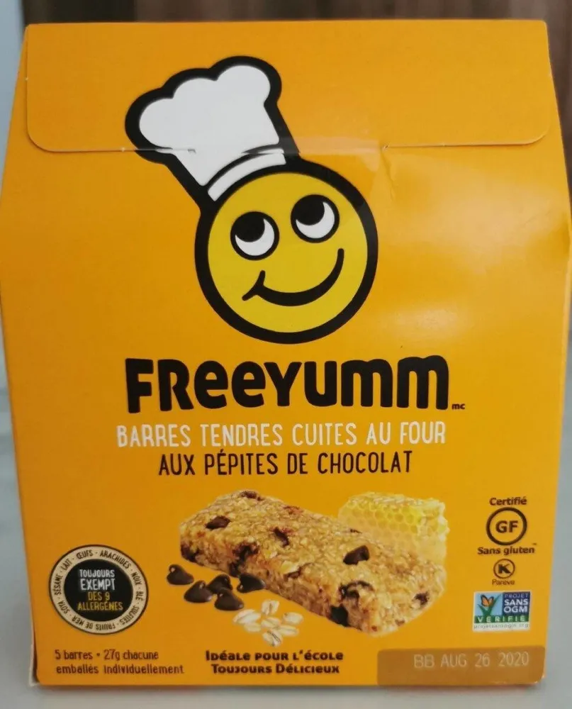 Barres tendres cuites au four aux pépites de chocolat
