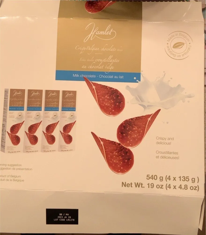 Crispy Belgian chocolate thin / Fines millets croustillantes au chocolat belge