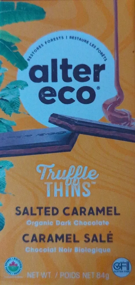 Truffle Thins Salted Caramel Organic Dark Chocolate