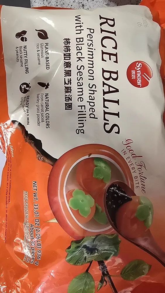 Rice Balls Persimmon shaped with black sesame filling