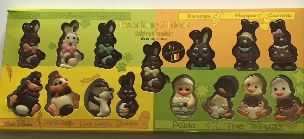 Assortimentde chocolat au lait,fondant et blanc décoré