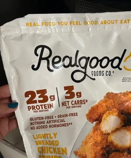 Lightly breaded chicken strips