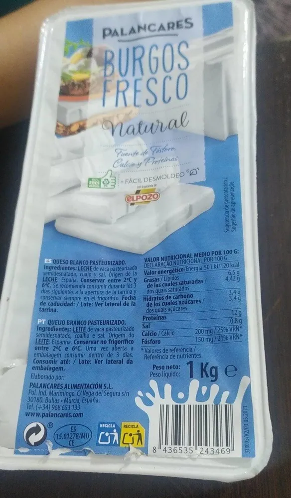Burgos fresco natural