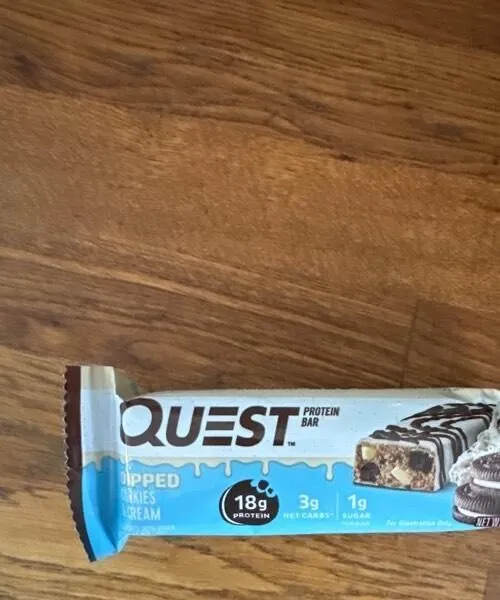 Protein bar cookies and cream dipped