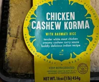 Chicken cashew korma with basmati rice