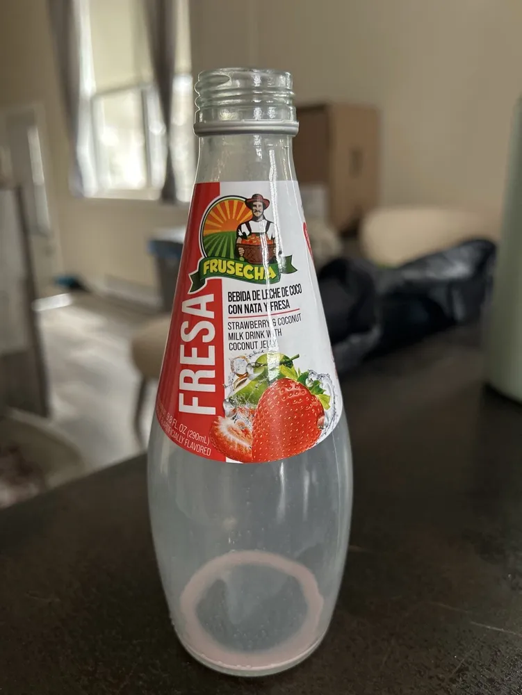 Strawberry & Coconut Milk Drink With Coconut Jelly
