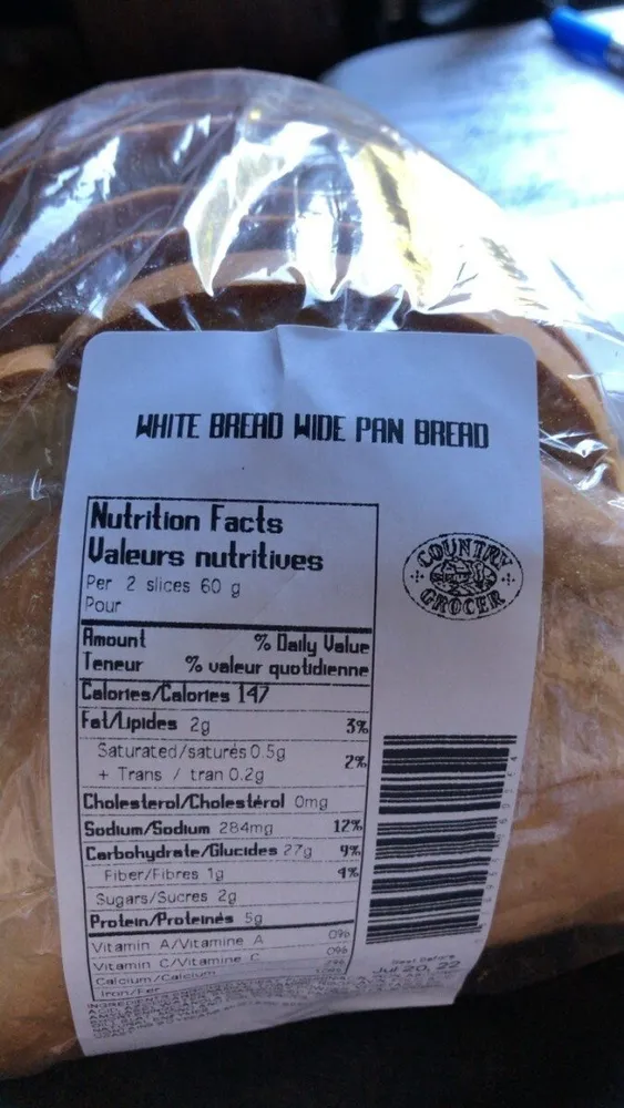 White Bread wide pan bread