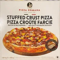 Pizza croûte farcie, bacon et poivrons rouges