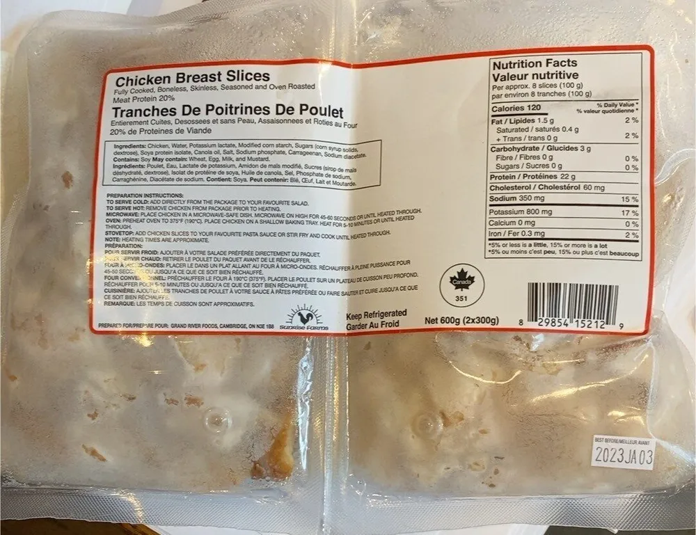 Chicken breast slices