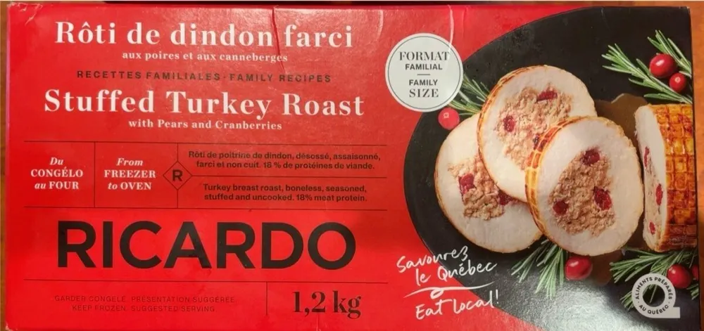 Stuffed turkey roast with pears and cranberries