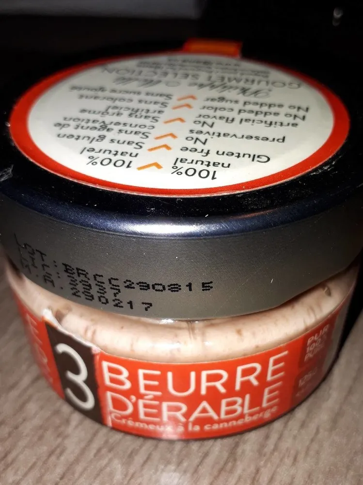 Beurre d'érable à la canneberge
