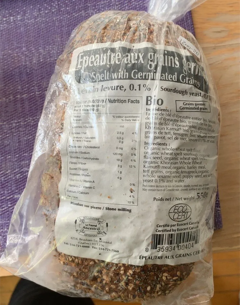 Pain épeautre aux grains germés