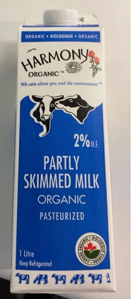 2% partly skimmed organic mil