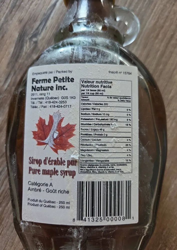 Sirop d'érable pur