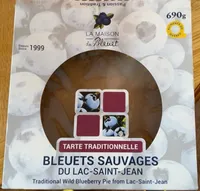 Tarte traditionnelle Bleuets Sauvage du Lac Saint Jean