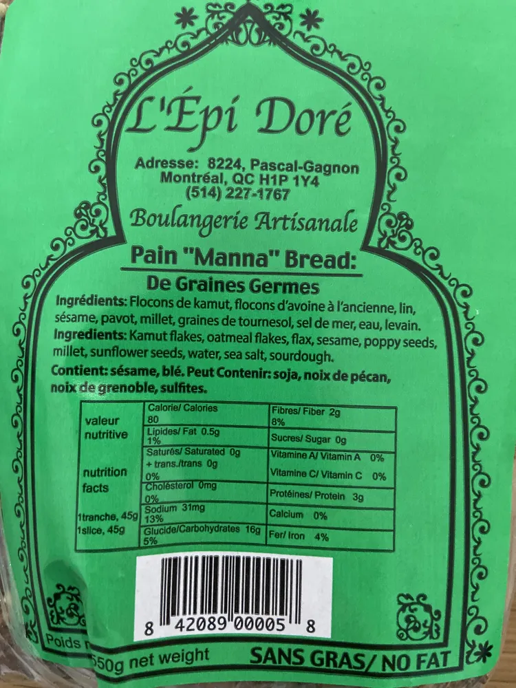 Pain « Manna Bread »