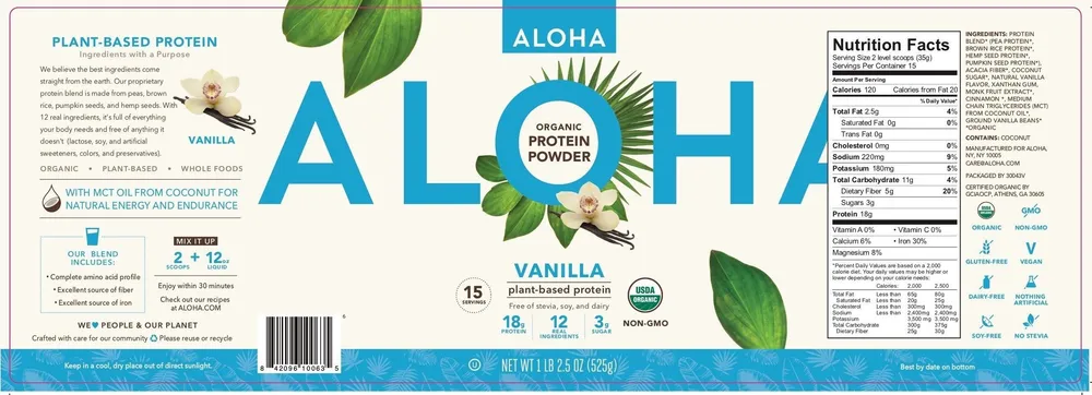 Vanilla flavored plant-based protein