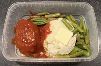 Turkey Meatloaf with Mashed Potatoes & Green Beans