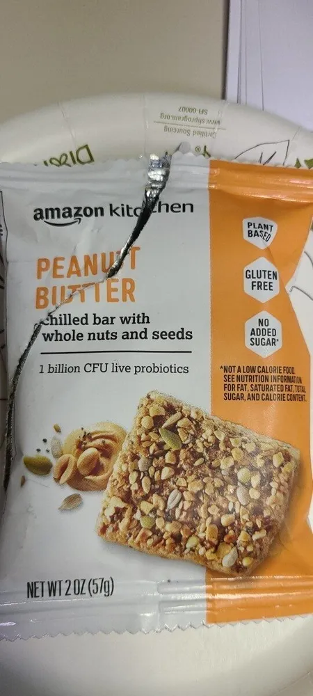 Peanut butter chilled bar with whole nuts and seeds