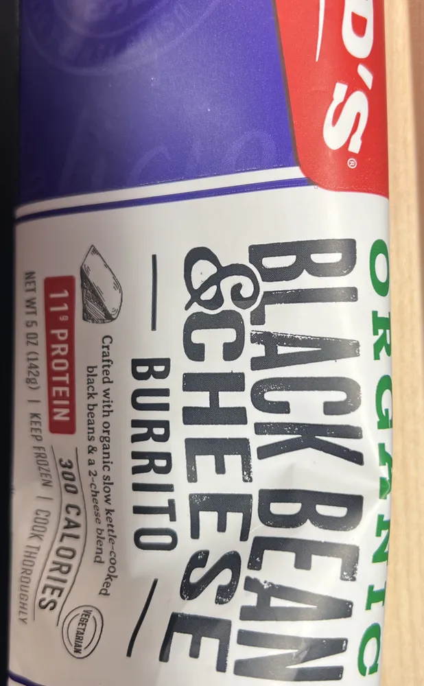 Organic Black Bean & Cheese Burrito