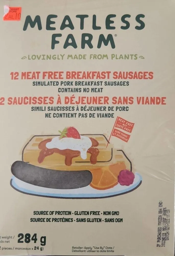 Meat free breakfast sausages