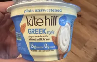 GREEK style yogurt made with almond milk & soy