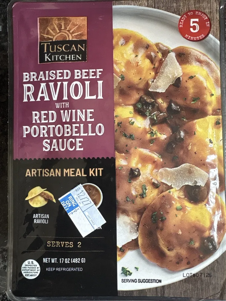 Braised Beef Ravioli With Red Wine Portobello Sauce