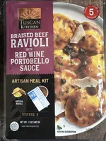 Braised Beef Ravioli With Red Wine Portobello Sauce