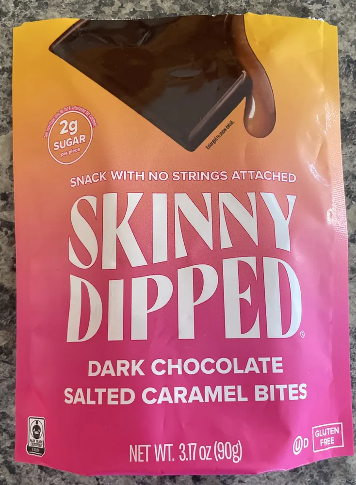 Skinny Dipped Dark Chocolate Salted Caramel Bites