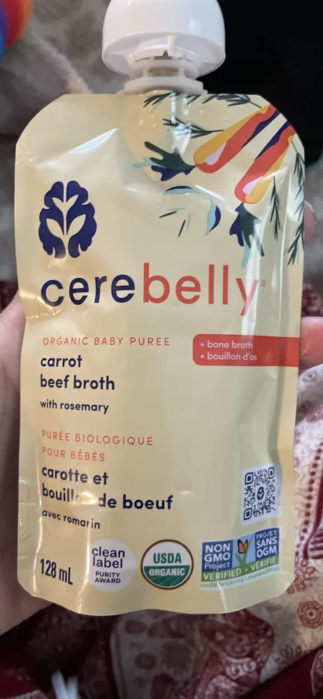 Organic Baby Puree Carrot Beef Broth with Rosemary
