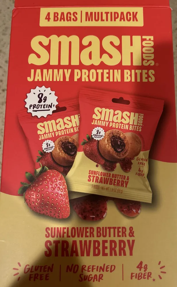 Sunflower butter, and strawberry