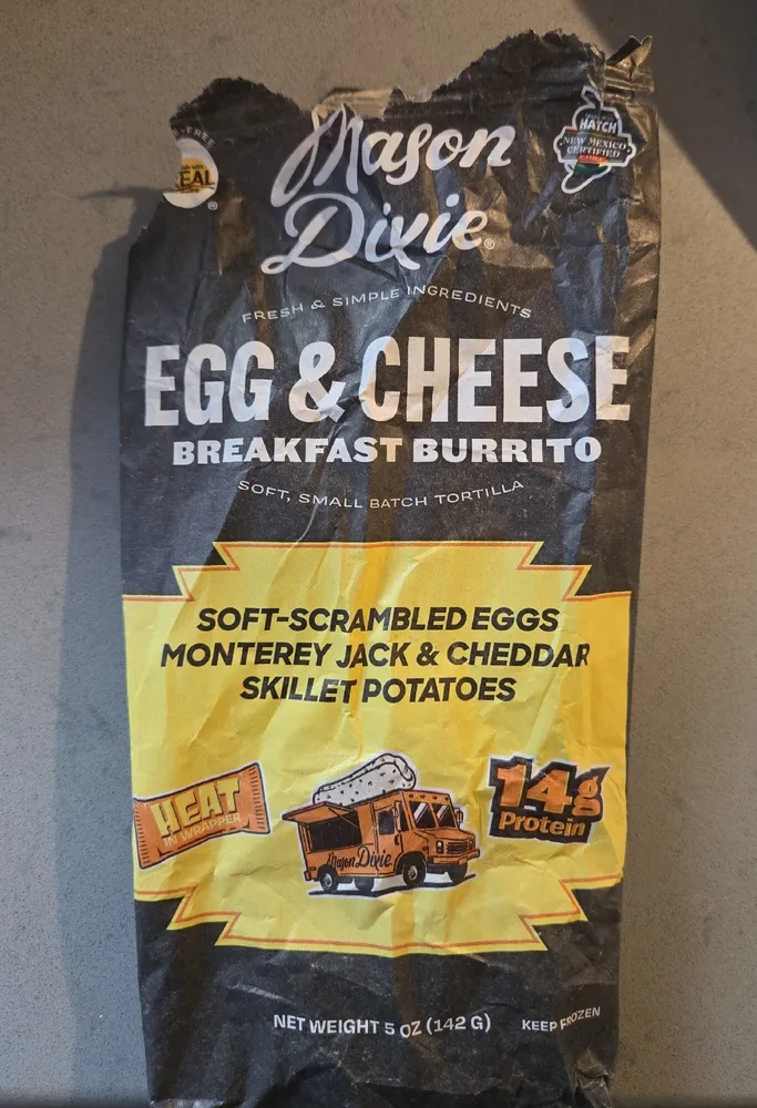 Egg & cheese breakfast burrito.