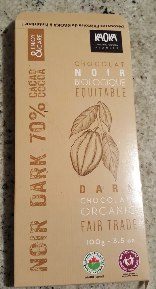 Chocolat noir biologique équitable