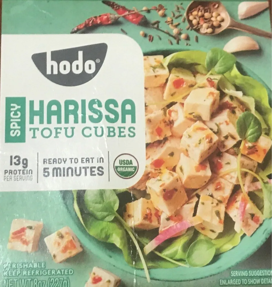 Spicy harissa tofu cubes, spicy harissa